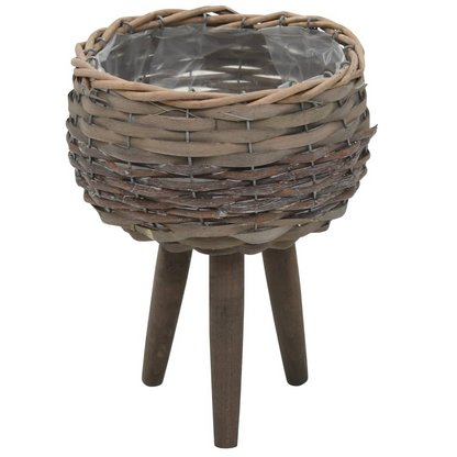 vidaXL Planter 3 pcs Wicker with PE Lining