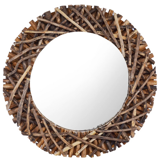 vidaXL Wall Mirror 23.6" Teak Round