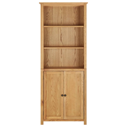 vidaXL Bookcase with 2 Doors 27.6"x11.8"x70.9" Solid Oak Wood