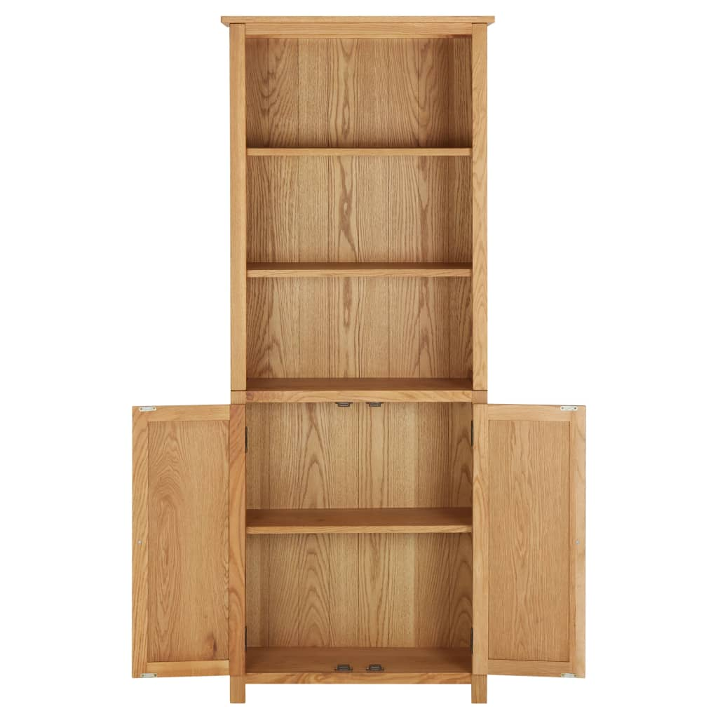 vidaXL Bookcase with 2 Doors 27.6"x11.8"x70.9" Solid Oak Wood