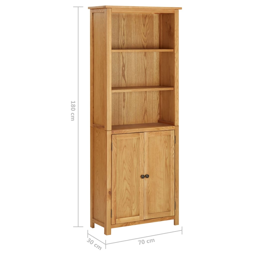 vidaXL Bookcase with 2 Doors 27.6"x11.8"x70.9" Solid Oak Wood