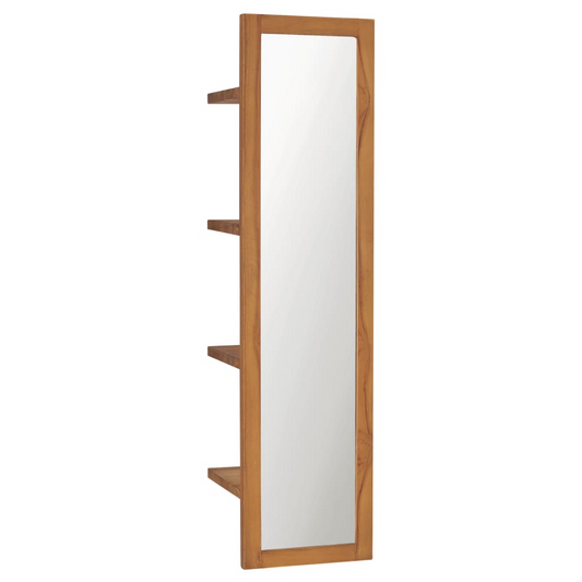 vidaXL Wall Mirror with Shelves 11.8"x11.8"x47.2" Solid Teak Wood