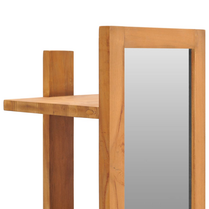 vidaXL Wall Mirror with Shelves 11.8"x11.8"x47.2" Solid Teak Wood