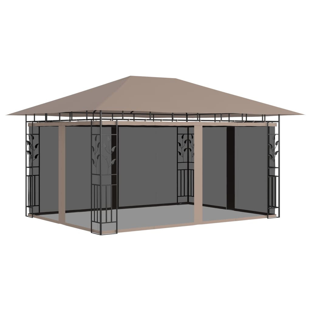 vidaXL Gazebo with Mosquito Net 13.1'x9.8'x9' Taupe 0.6 oz/ft²