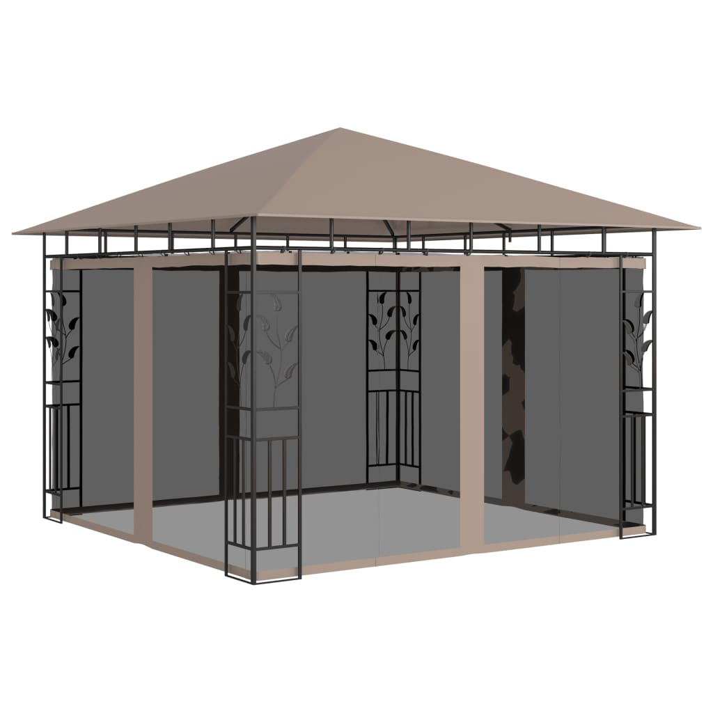 vidaXL Gazebo with Mosquito Net 9.8'x9.8'x9' Taupe 0.6 oz/ft²