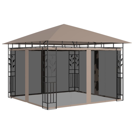 vidaXL Gazebo with Mosquito Net 9.8'x9.8'x9' Taupe 0.6 oz/ft²