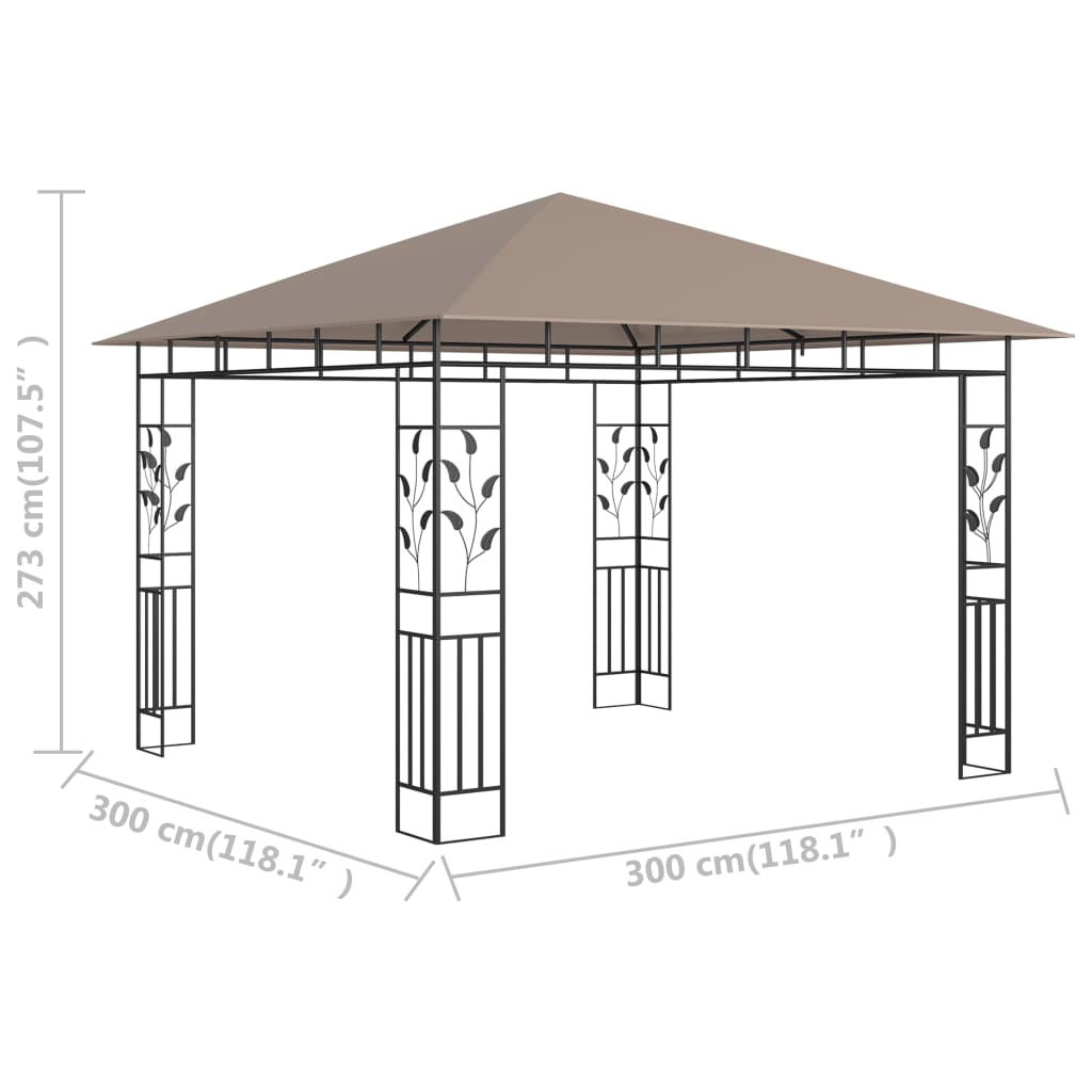 vidaXL Gazebo with Mosquito Net 9.8'x9.8'x9' Taupe 0.6 oz/ft²