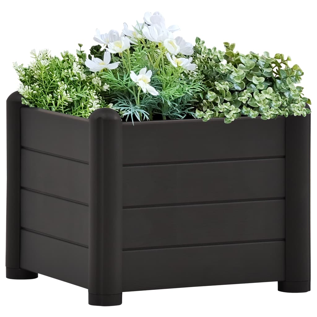 vidaXL Garden Raised Bed PP Anthracite 16.9"x16.9"x13.8"