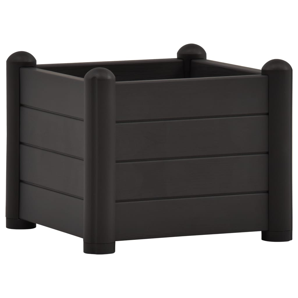 vidaXL Garden Raised Bed PP Anthracite 16.9"x16.9"x13.8"