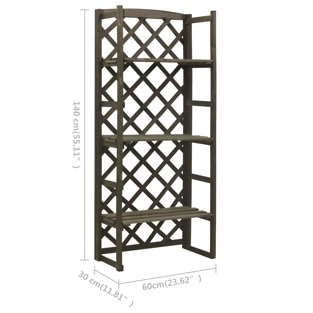 vidaXL Plant Stand with Trellis Gray 23.6"x11.8"x55.1" Solid Firwood