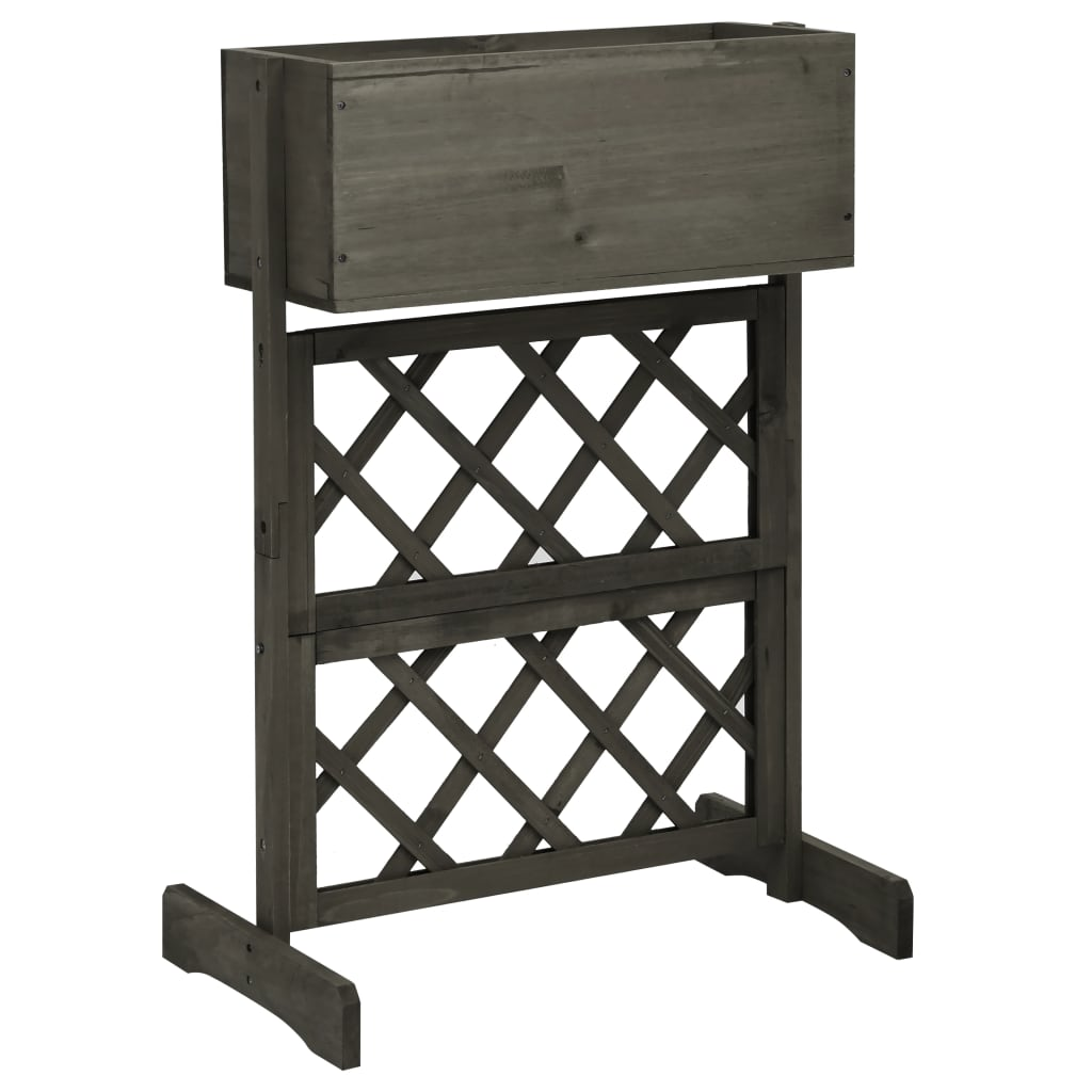 vidaXL Garden Trellis Planter Gray 17.7"x11.8"x29.1" Solid Firwood