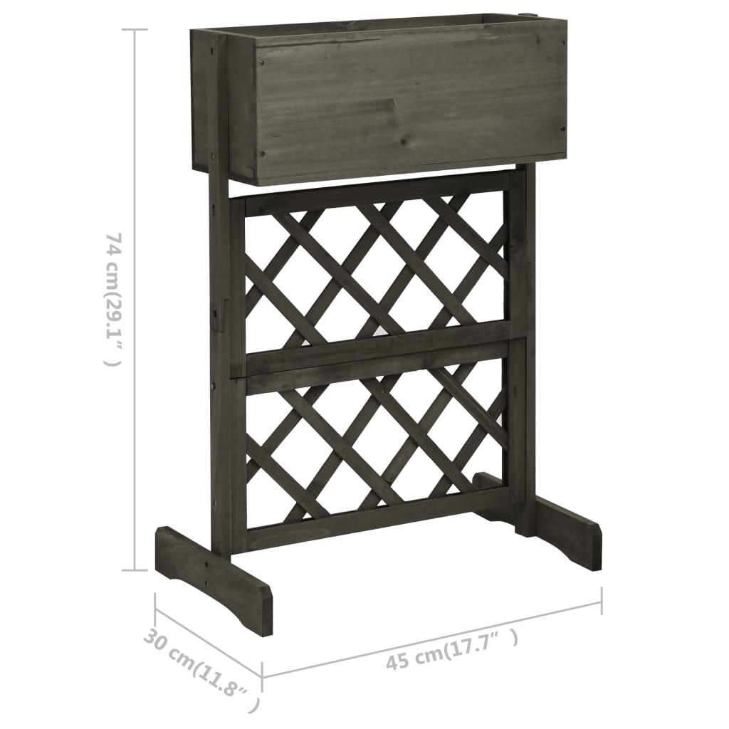 vidaXL Garden Trellis Planter Gray 17.7"x11.8"x29.1" Solid Firwood