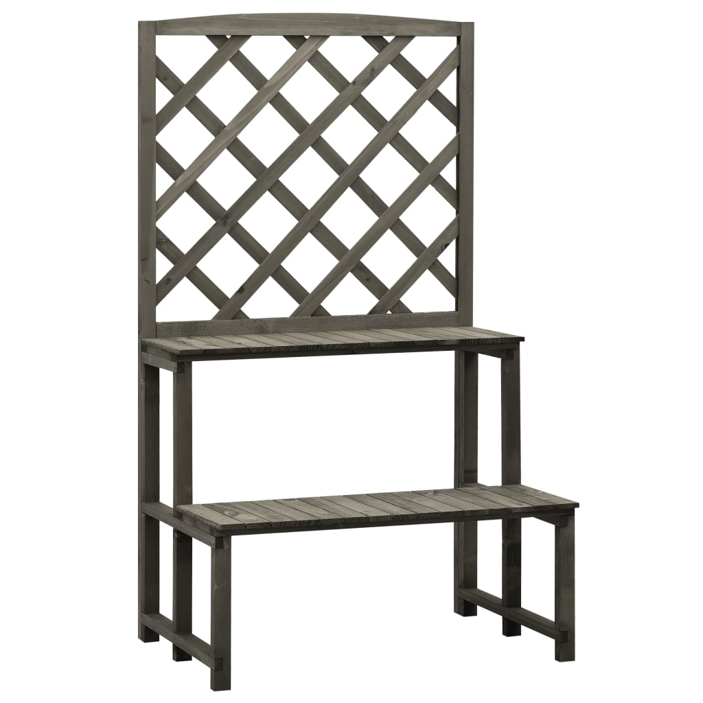 vidaXL Plant Stand with Trellis Gray 27.6"x16.5"x47.2" Solid Firwood