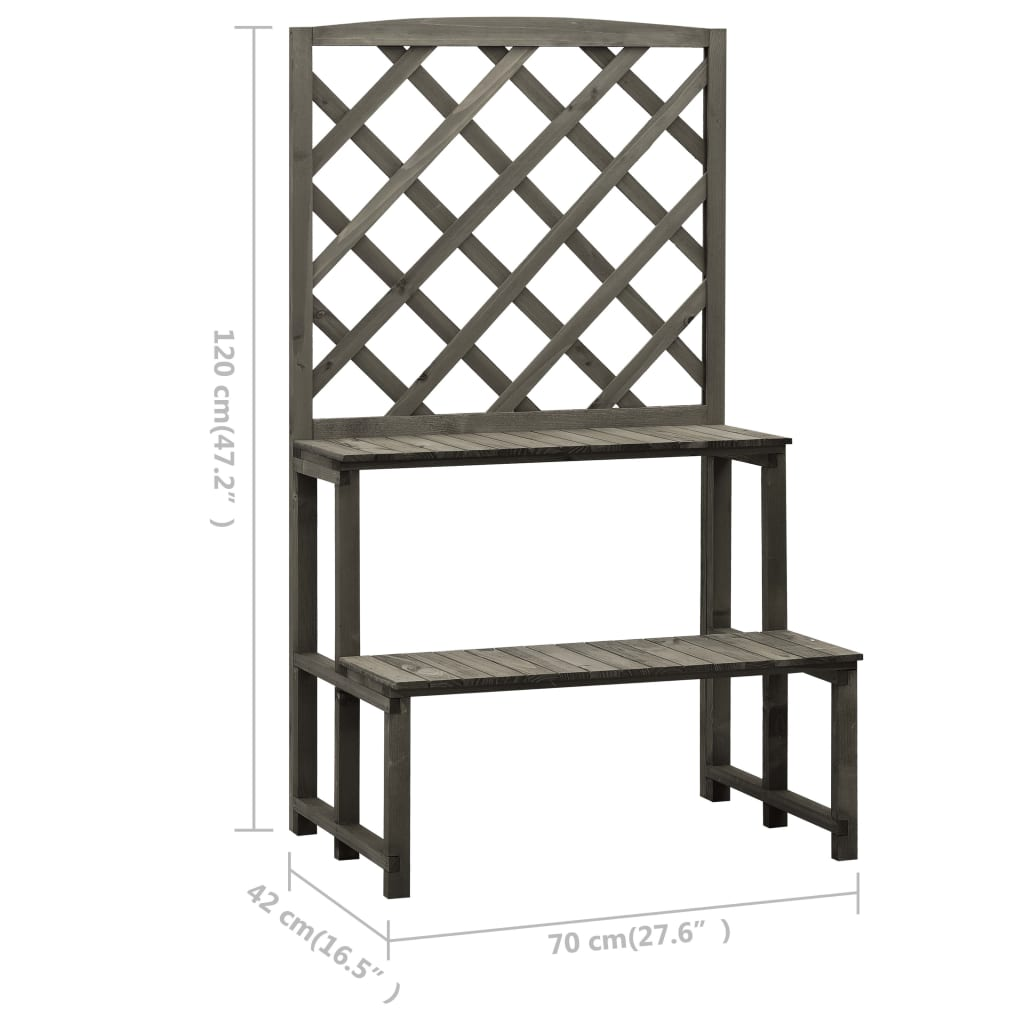 vidaXL Plant Stand with Trellis Gray 27.6"x16.5"x47.2" Solid Firwood