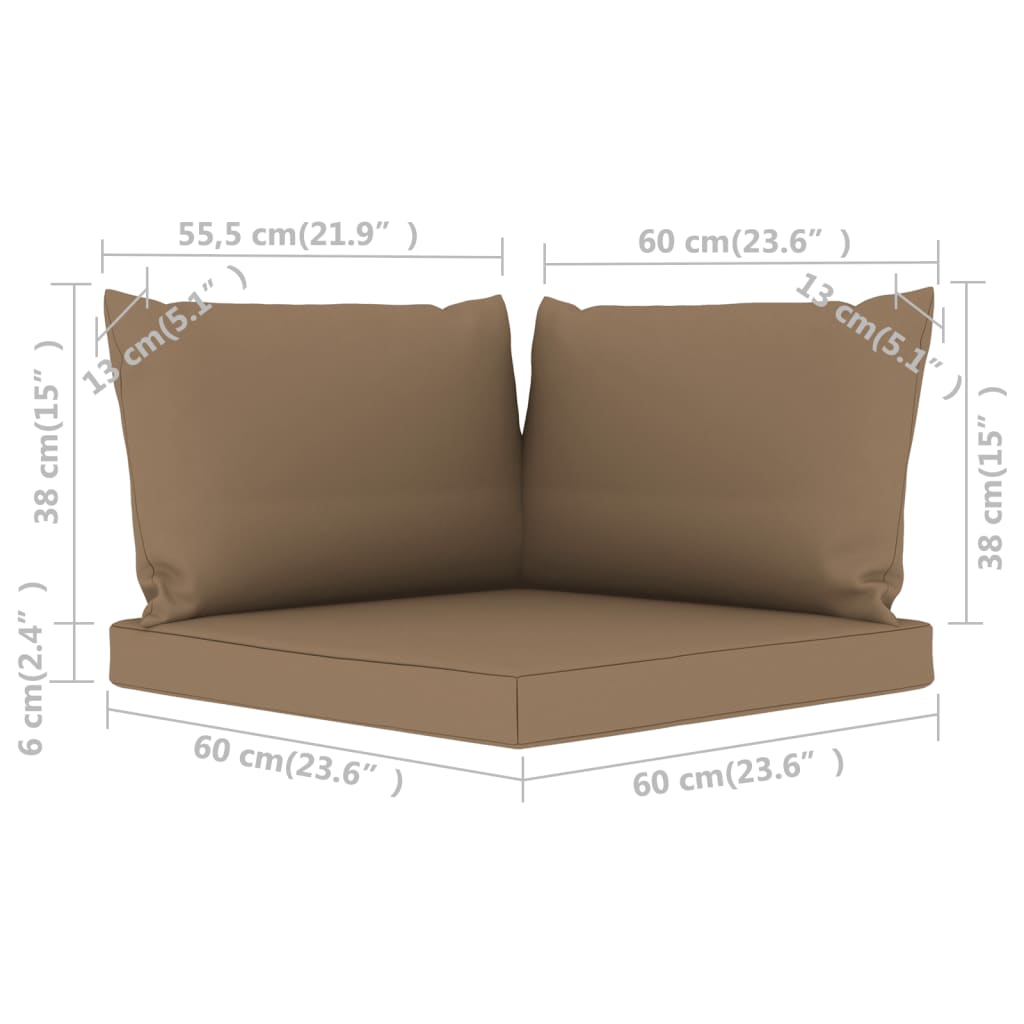 vidaXL Pallet Sofa Cushions 3 pcs Taupe Fabric