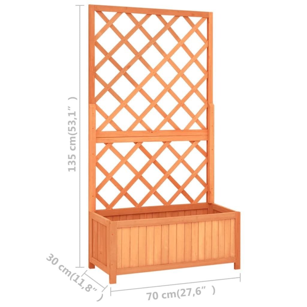 vidaXL Garden Trellis Planter Brown 27.6"x11.8"x53.1" Solid Firwood