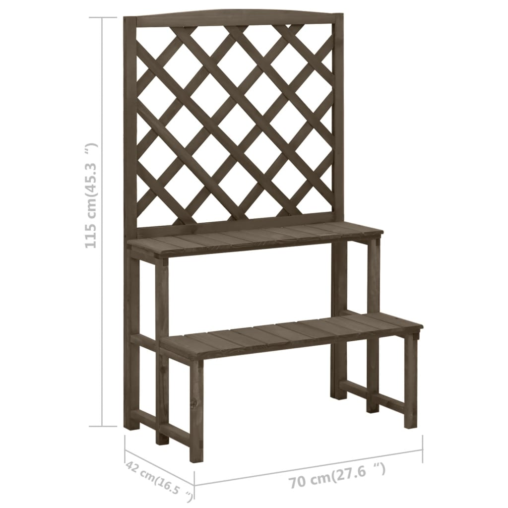 vidaXL Plant Stand with Trellis Gray 27.5"x16.5"x45.2" Solid Fir Wood