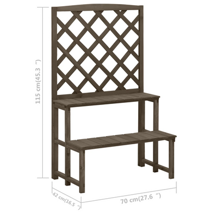 vidaXL Plant Stand with Trellis Gray 27.5"x16.5"x45.2" Solid Fir Wood