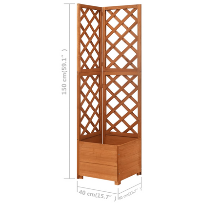 vidaXL Corner Trellis Planter 15.7"x15.7"x59" Solid Fir Wood