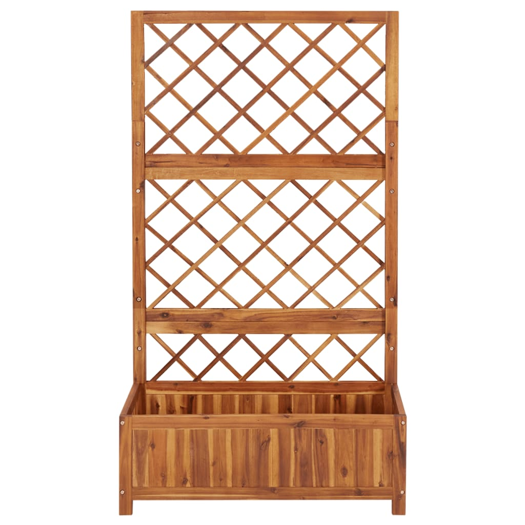 vidaXL Raised Bed with Trellis 33.5"x15"x59.1" Solid Acacia Wood