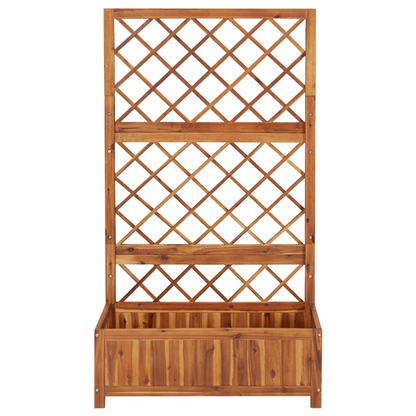 vidaXL Raised Bed with Trellis 33.5"x15"x59.1" Solid Acacia Wood