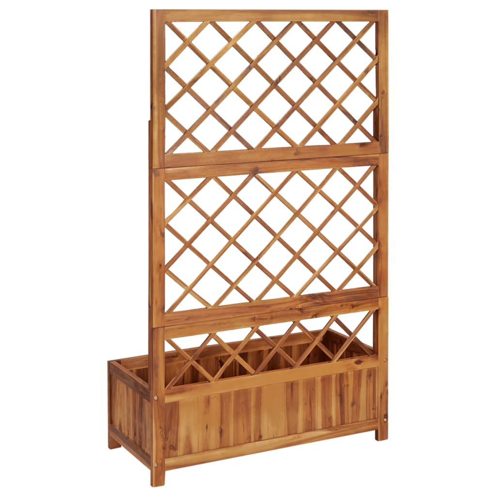 vidaXL Raised Bed with Trellis 33.5"x15"x59.1" Solid Acacia Wood