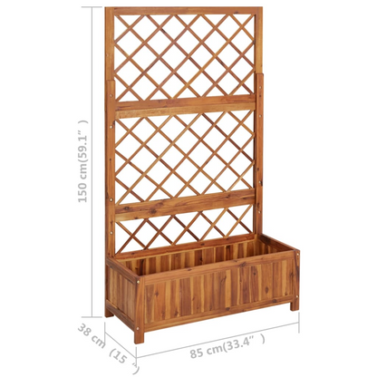 vidaXL Raised Bed with Trellis 33.5"x15"x59.1" Solid Acacia Wood