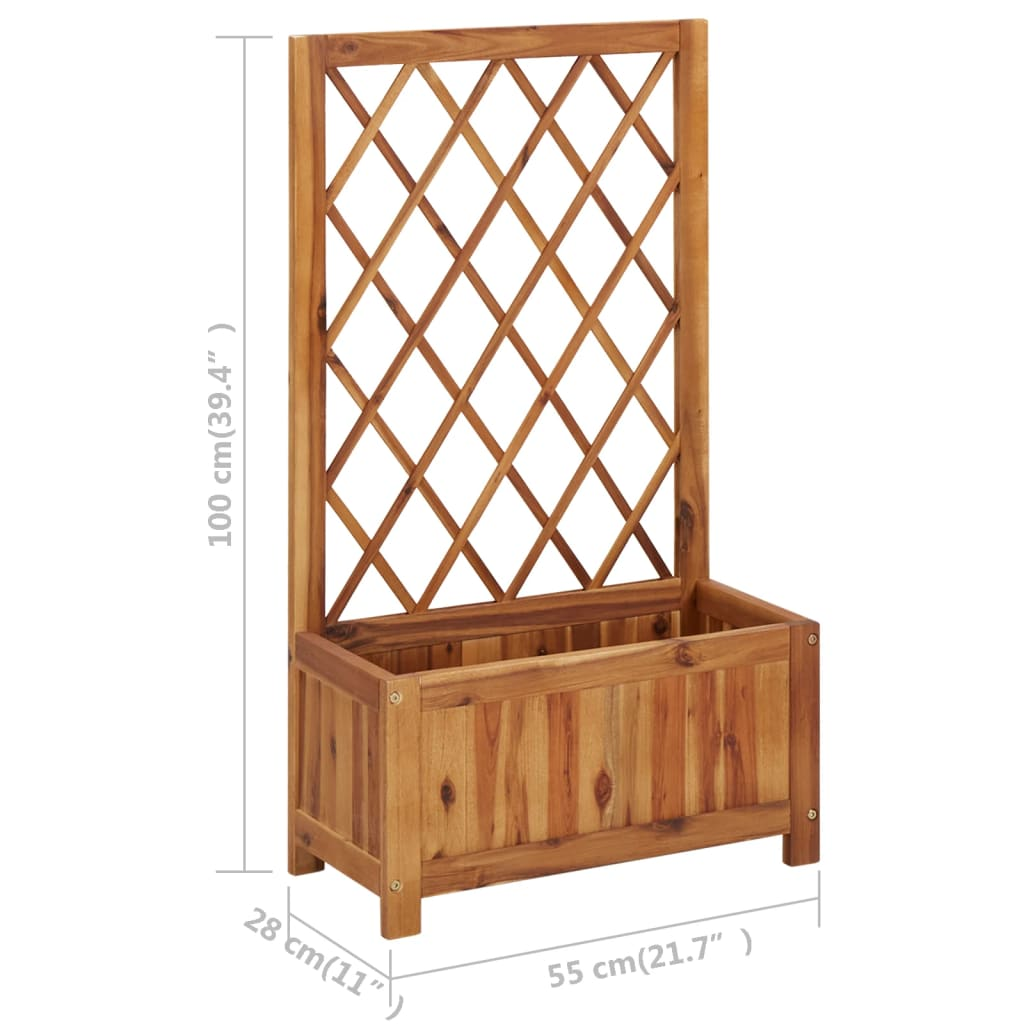 vidaXL Garden Raised Bed with Trellis Solid Acacia Wood