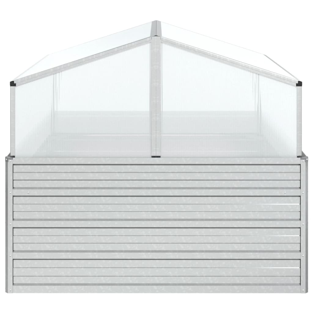 vidaXL Garden Raised Bed with Greenhouse 39.4"x39.4"x33.5" Silver