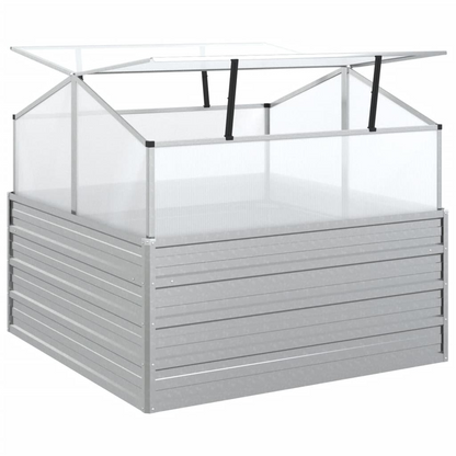 vidaXL Garden Raised Bed with Greenhouse 39.4"x39.4"x33.5" Silver