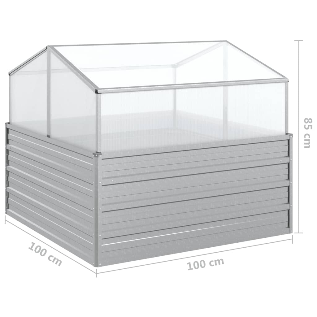 vidaXL Garden Raised Bed with Greenhouse 39.4"x39.4"x33.5" Silver