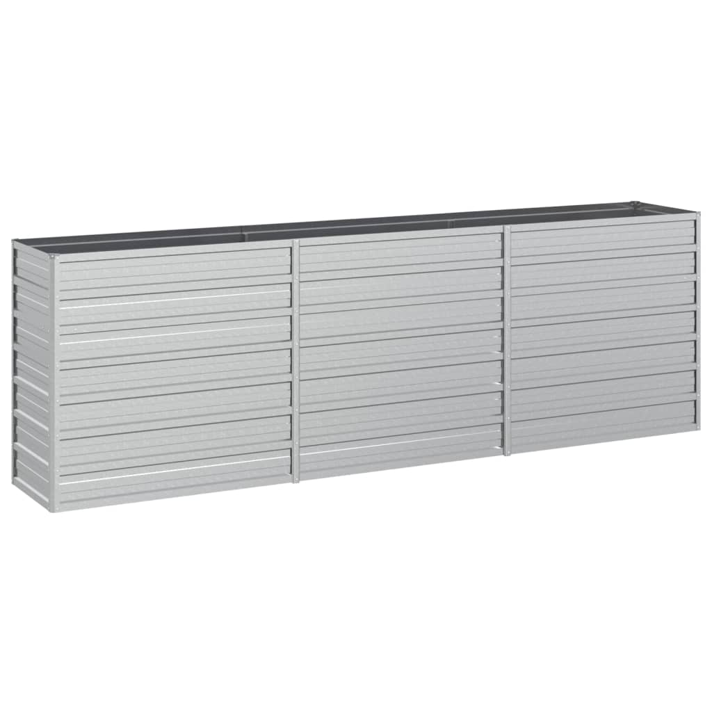 vidaXL Garden Raised Bed 94.5"x15.7"x30.3" Galvanized Steel Silver