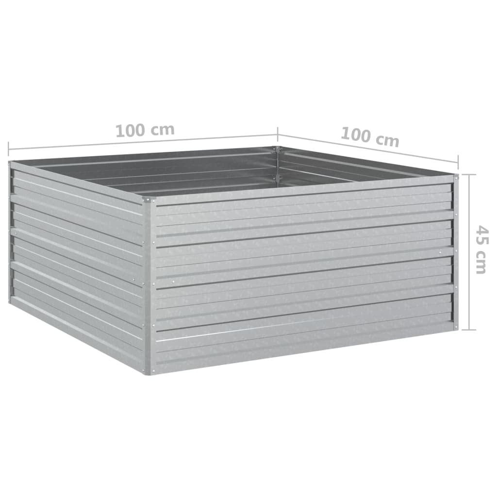 vidaXL Garden Raised Bed 39.4"x39.4"x17.7" Galvanized Steel Silver