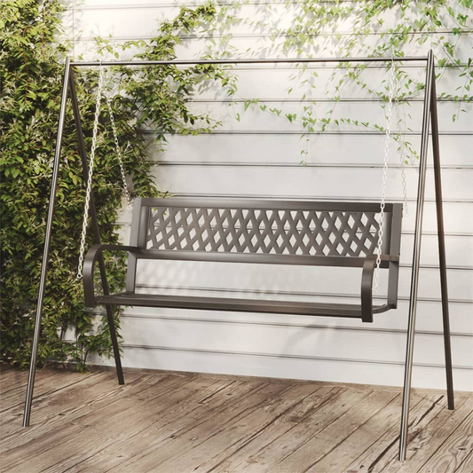 vidaXL Patio Swing Bench 49.2" Steel and Plastic Black