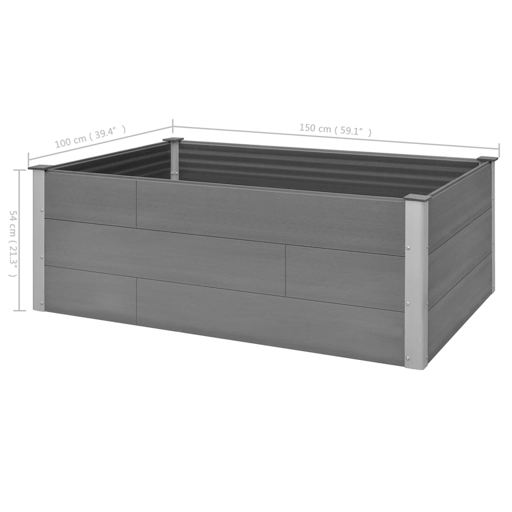 vidaXL Garden Raised Bed WPC 59.1"x39.4"x21.3" Gray