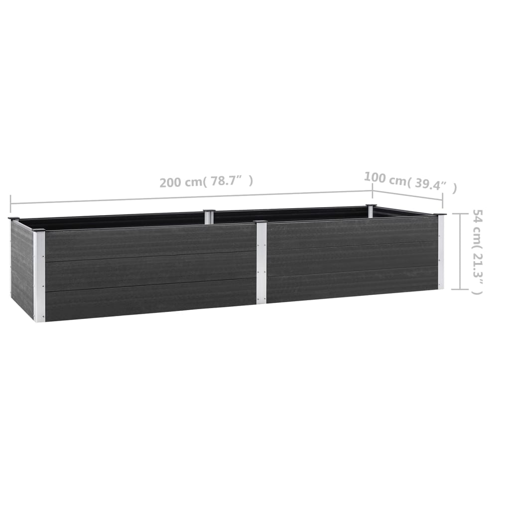 vidaXL Garden Raised Bed 78.7"x39.4"x21.3" WPC Gray