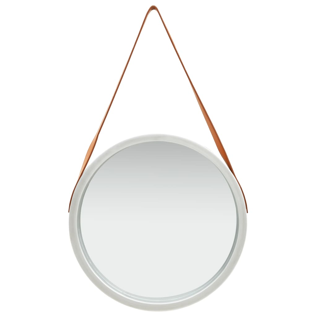 vidaXL Wall Mirror with Strap 16.7" Silver