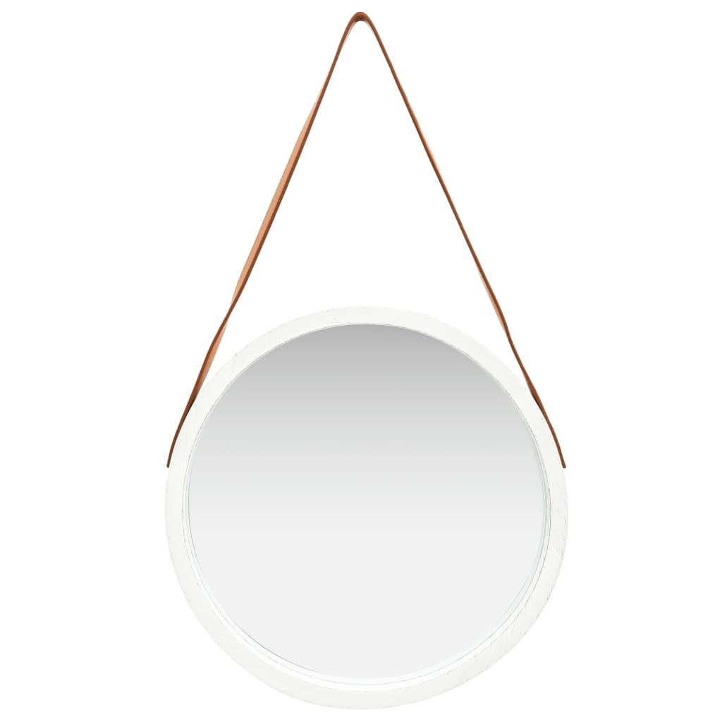 vidaXL Wall Mirror with Strap 16.7" White