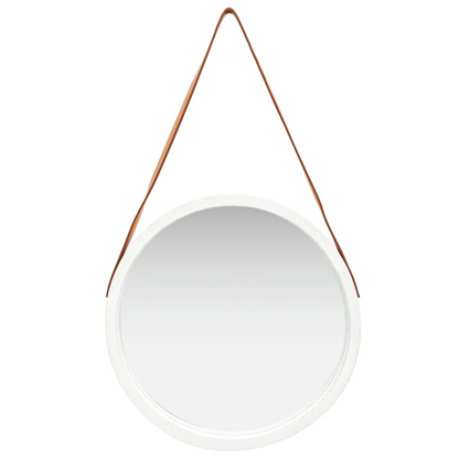 vidaXL Wall Mirror with Strap 16.7" White