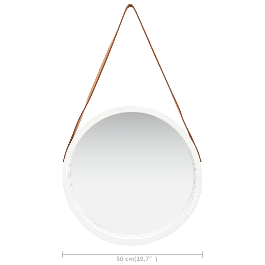 vidaXL Wall Mirror with Strap 16.7" White