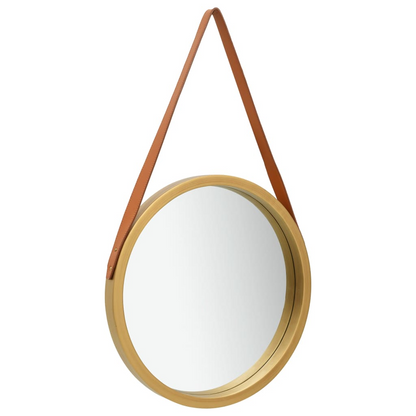 vidaXL Wall Mirror with Strap 16.7" Gold