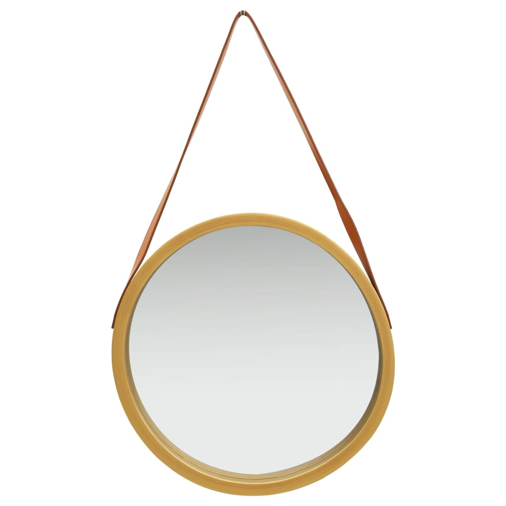 vidaXL Wall Mirror with Strap 16.7" Gold