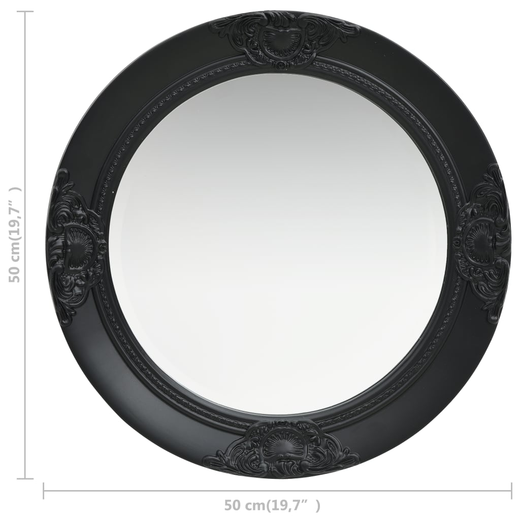 vidaXL Wall Mirror Baroque Style 19.7" Black