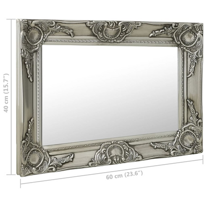 vidaXL Wall Mirror Baroque Style 23.6"x15.7" Silver