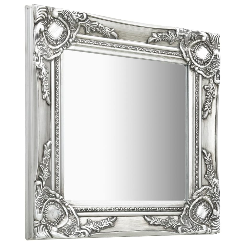 vidaXL Wall Mirror Baroque Style 15.7"x15.7"Silver