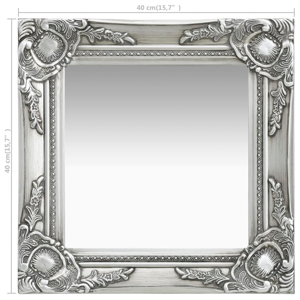 vidaXL Wall Mirror Baroque Style 15.7"x15.7"Silver