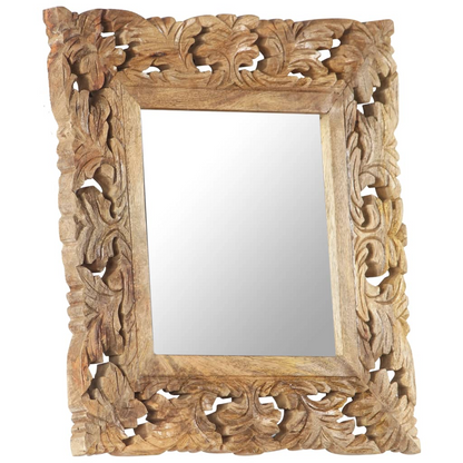 vidaXL Hand Carved Mirror Brown 19.7"x19.7" Solid Mango Wood