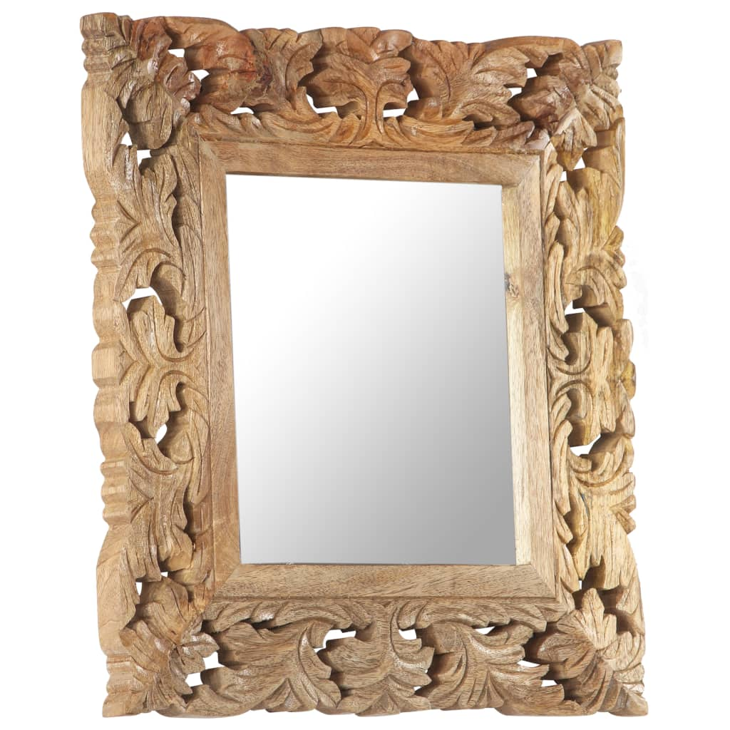 vidaXL Hand Carved Mirror Brown 19.7"x19.7" Solid Mango Wood