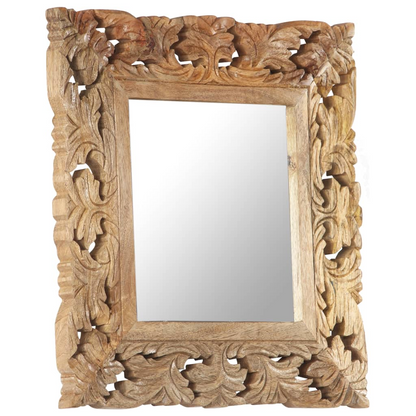 vidaXL Hand Carved Mirror Brown 19.7"x19.7" Solid Mango Wood