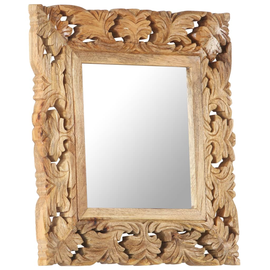 vidaXL Hand Carved Mirror Brown 19.7"x19.7" Solid Mango Wood